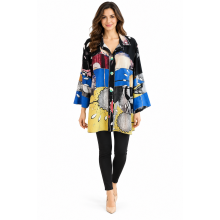 Women's Blue  Multi  Button Down  Cardigan Jacket RK238