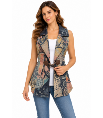 Women Blue Multi Suede Cali Vest RK25620