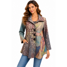Women Multi Color Suede Three Button Jacket RK25621