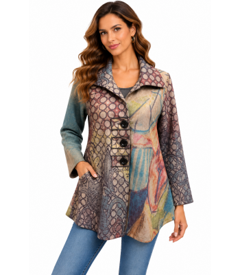 Women Multi Color Suede Three Button Jacket RK25621