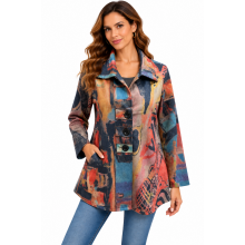 Women Red Multi Suede Cali Jacket RK25623