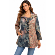 Women Blue Multi Suede Rose Jacket RK25624