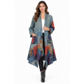 Women's Suede Multi Open Front Cardigan Long Jacket RK26753