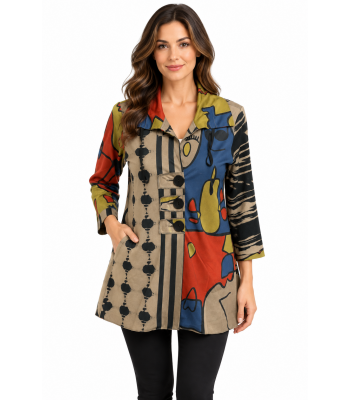 Women's Two Sided Collar Button Jacket (RK47)