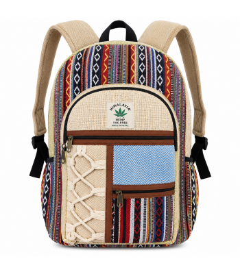 Cotton Hemp Multi Patch Pocket Endless Knot Backpack SS24502
