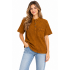 Cotton Washed Round Neck Three-Button Half-Sleeve Shirt D789