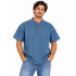 Cotton Washed Round Neck Three-Button Half-Sleeve Shirt D944