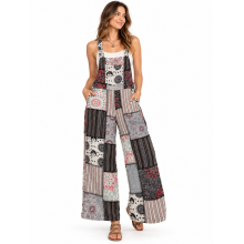 Cotton Brown Multi Patchwork Mountain Overall HF26910