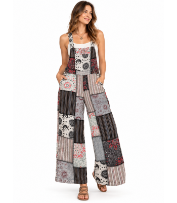 Cotton Brown Multi Patchwork Mountain Overall HF26910