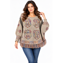 Women's Southwest Multi   ROUTE66  FRINGE PONCHO KF2290