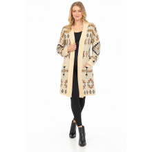 Women's Open Front Multi B/W  Gray  Aztec Cardigan  KF23455