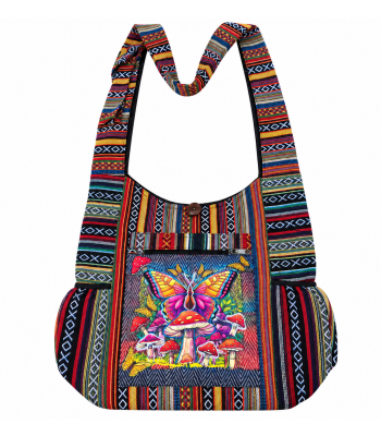 Cotton  Multi Color Side Pocket Butterfly Mushroom Bag KFC2810