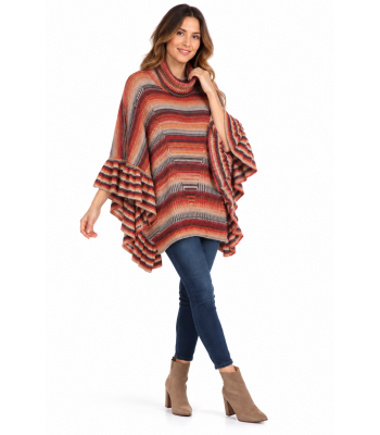 Lady's  Woven Sweater Poncho  KN18245