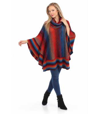 Red Mountain Multi Cowl Neck Poncho KN2047