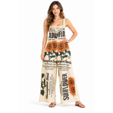 Cotton Vintage Feed Sack Sun Flowers Overall Jumpsuit  KTF26245