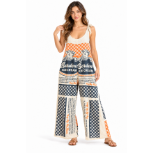 Cotton Vintage Feed Sack Borden Ice Cream Overall Jumpsuit KTF26248