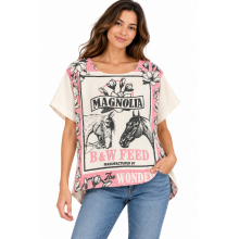 Vintage Cotton Feed Sack Magnolia Floral Horse Crop Top  KTF261420