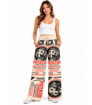 Vintage Cotton Feed Sack Potato Hero Dog Print Pants KTF261423