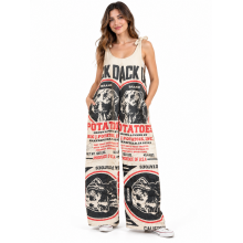 Vintage Cotton Feed Sack Potato Hero Dog  Adjustable Tie-Knot Overall  KTF261424