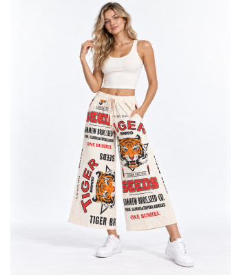 Vintage Cotton Feed Sack Tiger Print Palazzo Pants KTF261425