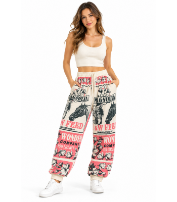 Cotton Vintage Feed Sack Magnolia Floral Drawstring Pant KTF26241