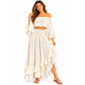 Cotton Crinkled Gauze Boho Layered Festival Skirt KTJ261322