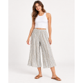 Cotton Crinkled Double Gauze Grey Stripe Palazzo Capri Pant  KTJ261340