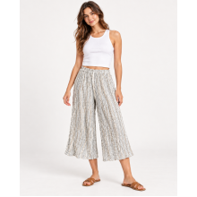Cotton Crinkled Double Gauze Grey Stripe Palazzo Capri Pant  KTJ261340