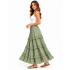 Cotton Crinkled Gauze Teal Ruffle High-Low Boho Skirt KTK261362