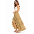 Cotton Crinkled Gauze Lime Diamond Ruffle High-Low Boho Skirt KTK261363S