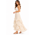 Cotton Crinkled Double Gauze Pure White Ruffle Patchwork Festive Boho Skirt KTK261368