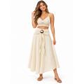 Cotton Crinkled Double Gauze Coconut Button Skirt  KTK261372