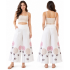 Cotton Multi-Color Swirl Embroidery Wide-Leg Floral Palazzo Pants  KTK261375