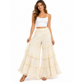 Cotton Crinkled Double Gauze Ombre Fringe Patch Princess Palazzo Pants KTK261377