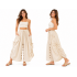 Cotton Crinkled Gauze Button-Decorated 2-in-1 Convertible Boho Skirt & Pants KTK261378