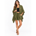 Cotton Crinkled Double Gauze Shorts & Open Front Cardigan Set  KTK261383