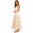 Cotton Crinkled Lace-Trim Ombre Ruffle Fringe Queen Skirt KTK261384