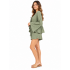 Cotton Crinkled Gauze Dark Green Top & Shorts Set KTK261385