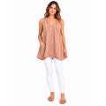 Cotton Crinkled Double Gauze Gold Pocket Wide Sleeve Boho Tunic  KTK261386