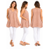 Cotton Crinkled Double Gauze Gold Pocket Wide Sleeve Boho Tunic  KTK261386