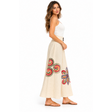 Cotton Multicolor Hand-Painted Floral Palazzo Pants KTK261388