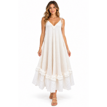 Cotton V Neck Ruffle Queen Dress KTK407