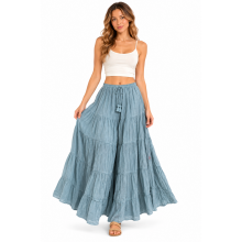 Cotton Patch Ombre Ruffle Light Blue Drawstring Skirts KTK431