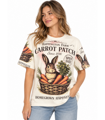 Cotton Vintage Bunny on Carrot Patch T-Shirt KTR261392