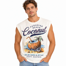 Vintage Cotton Coconut Graphic T-Shirt KTR261395