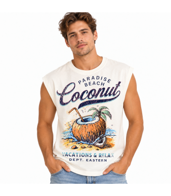 Vintage Cotton Coconut Graphic T-Shirt KTR261395