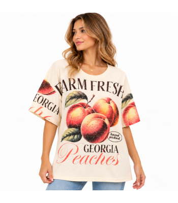 Vintage Cotton Farmer Peach Graphic T-Shirt KTR261399