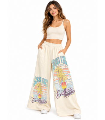 Vintage Cotton “Good Vibes” Graphic Pants KTR261400