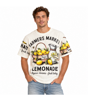 Vintage Cotton Sleeveless Round Neck Lemonade T-Shirt KTR261403