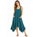 Cotton Asymmetric Teal  Dress KTX2537